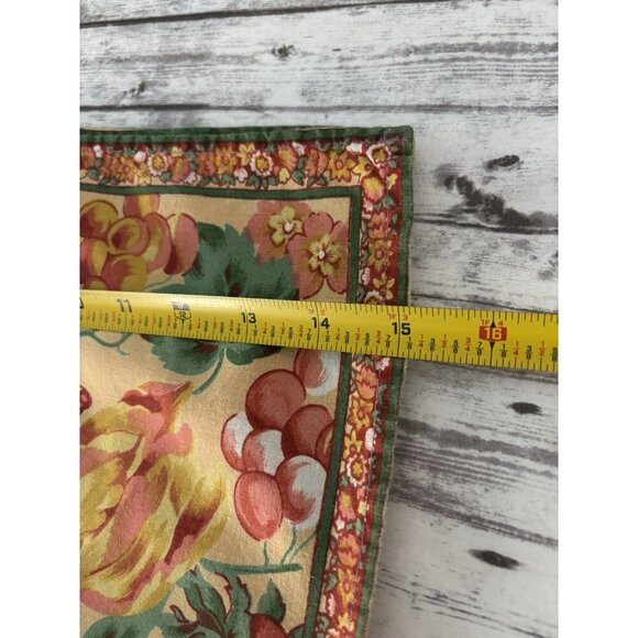 April Cornell Tulip Floral Cotton Cloth Dinner Napkins Green Yellow Set of 4 - Picture 7 of 8